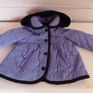 London Fog Periwinkle Quilted Baby Coat with Hood